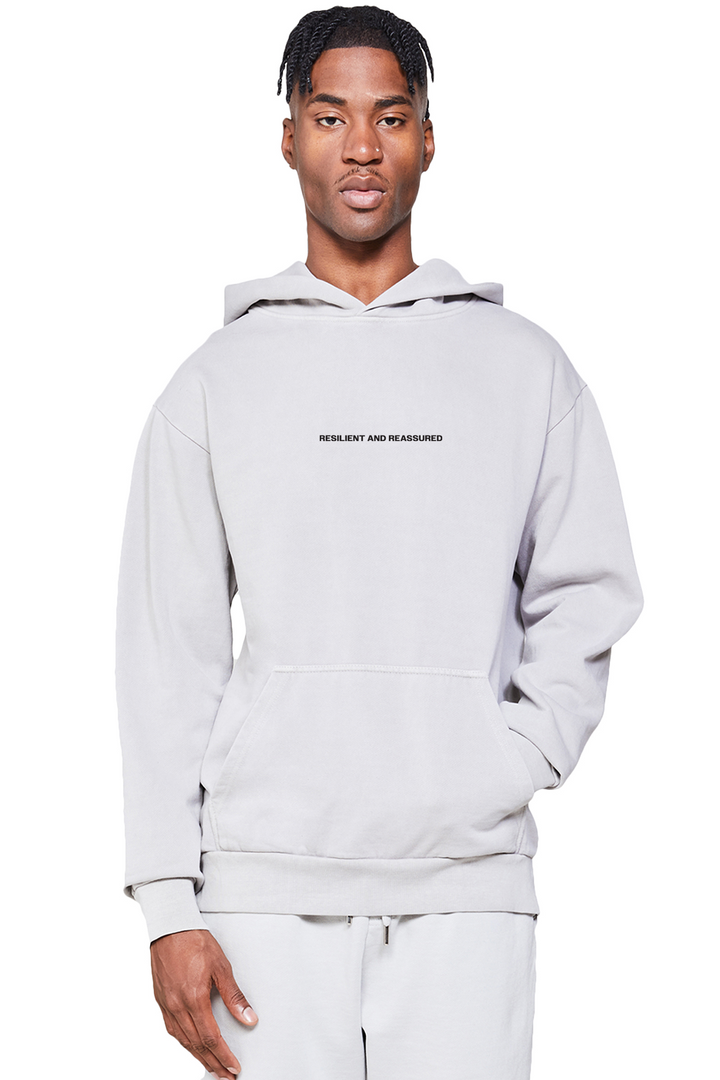 REASSURED EMBROIDERED HOODIE - GREY ROCK